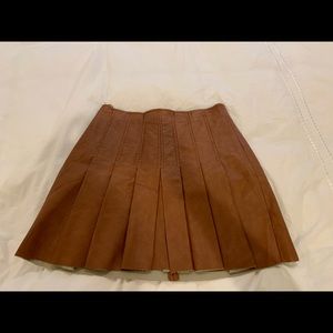 ASTR copper brown leather pleated skirt